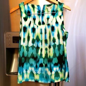 Green blue & black Dana Buchman shirred tank